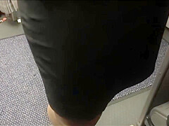 Flight attendent legs at a Boeing