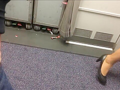 Flight attendent legs at a Boeing