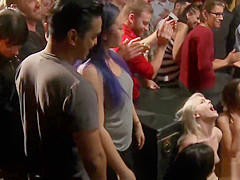 Four slaves in public anal gangbang