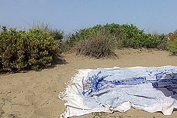 French Brunette Milf Masturbating And Squirting Sex On The Beach!