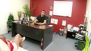 Funny All Natural Brunette Girl Want Hot Sex In The Office