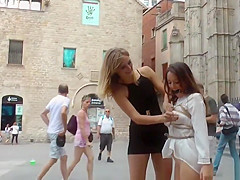 Gagged babe tits and cunt exposed in public