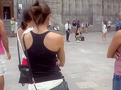 Gagged babe tits and cunt exposed in public