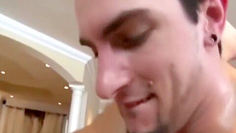Gay bear fucked by straight guy over massage table!