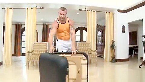 Gay bear gets ready for massage with client