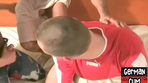 German amateur stud barebacked in threesome by gaydaddies