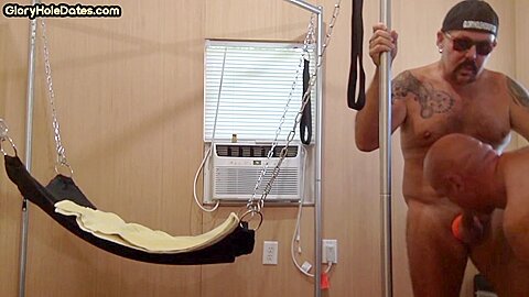 Gloryhole gay enjoys sucking hard cock b4 anal fucking