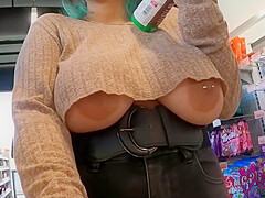 Going Shopping With Her Tits Out
