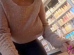 Going Shopping With Her Tits Out