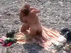 Guy Wanking And Fuck Redhead Girl On A Public Beach