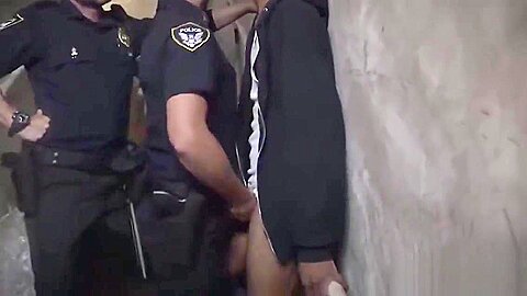 HORNY thug BOTTOMING for TWO bigdicked officers