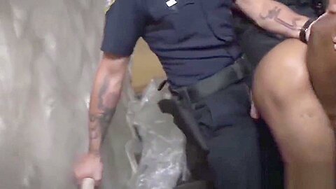 HORNY thug BOTTOMING for TWO bigdicked officers