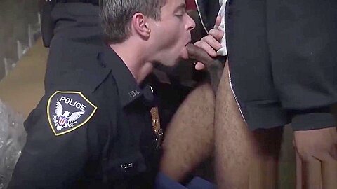HORNY thug BOTTOMING for TWO bigdicked officers
