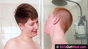 Hairy Lesbians Make Love In The Bathroom