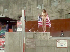 Hairy slut flogged and fucked in public
