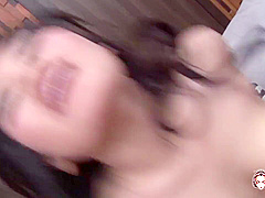 Having Her Wet Asian Twat Fingered Excites The Brunette Enough To Beg For His Manhood