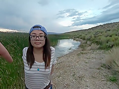 Hope We Don't Get Caught! Public Fucking At The Lake