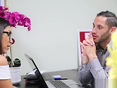 Horny Asian Brings Her Dildo To Interview and Fucks New Boss