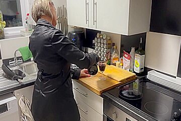 Horny Slut In Black Wet Look Lingerie Pop In For A Drink And Some Fuck