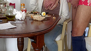 Horny Turkish Stepmother In Turbanli Lets Stepson Cum On Her Boobies During Breakfast