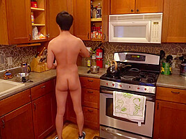 Horny Twink Stretching Ass With Plug While Cooking Breakfast For You