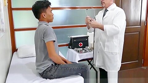 Horny doctor loves examining his cute Asian patients holes