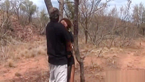 Hot African babe bonded in wilderness and by two guys