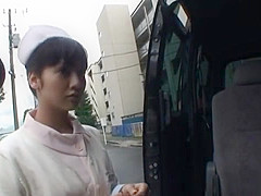 Hot Asian nurse has sex in a car