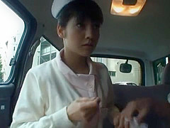 Hot Asian nurse has sex in a car
