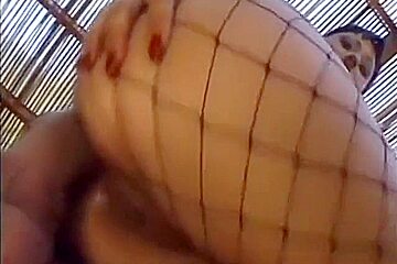 Hot Brunette Gets Her Holes Fucked While Wearing Her Sexy Fishnet Stockings