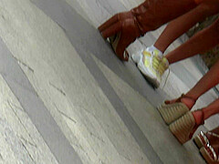 Hot Brunette In YSL High Heels Wedges