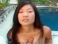 Hot Chinese babe giving a hot blowjob