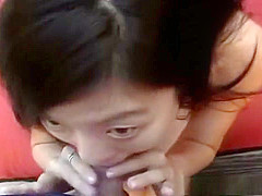 Hot Chinese babe giving a hot blowjob