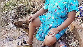 Hot Desi Sexy Bhabhi Girl Shows Sexy Boobs By Doing Bath Show In Outdoor, Also Roams In Forest