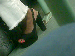 Hot Ebony Feet In Slingback High Heels