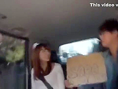 Hot Japanese fucks a random tourist in car