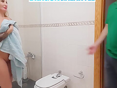 Hot Step Mother Fucked And Cum In The Bathroom After Shower By Step Son