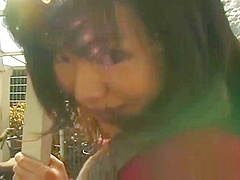 Hot asian babe in car having fun part1
