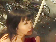 Hot asian babe in car having fun part1
