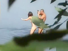 Hot brunette and her guy enjoy in hot outdoor sex session