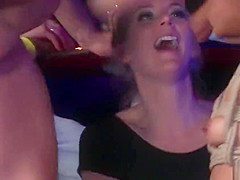 Hot ebony slave fucked in Spanish nightclub