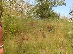 Huge ass brunette spanked in woods