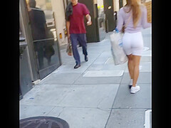 Incredible bubble butt with White spandex shorts