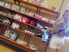 Incredible bubble butt with White spandex shorts