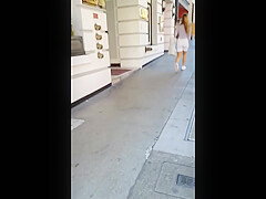 Incredible bubble butt with White spandex shorts