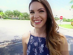 Innocent brunette banged in public restroom