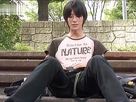 Japanese Boy His Cum Bublic Outside
