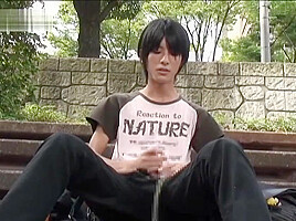 Japanese Boy His Cum Bublic Outside