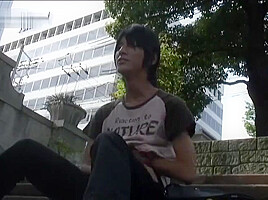 Japanese Boy His Cum Bublic Outside