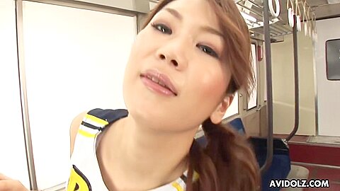 Japanese Brunette Naughty Cheerleader Runa Sezaki Masturbating In Train Uncensored - Teaser Video